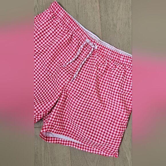 Red Gingham Men's Swim Shorts - Picture 1 of 4